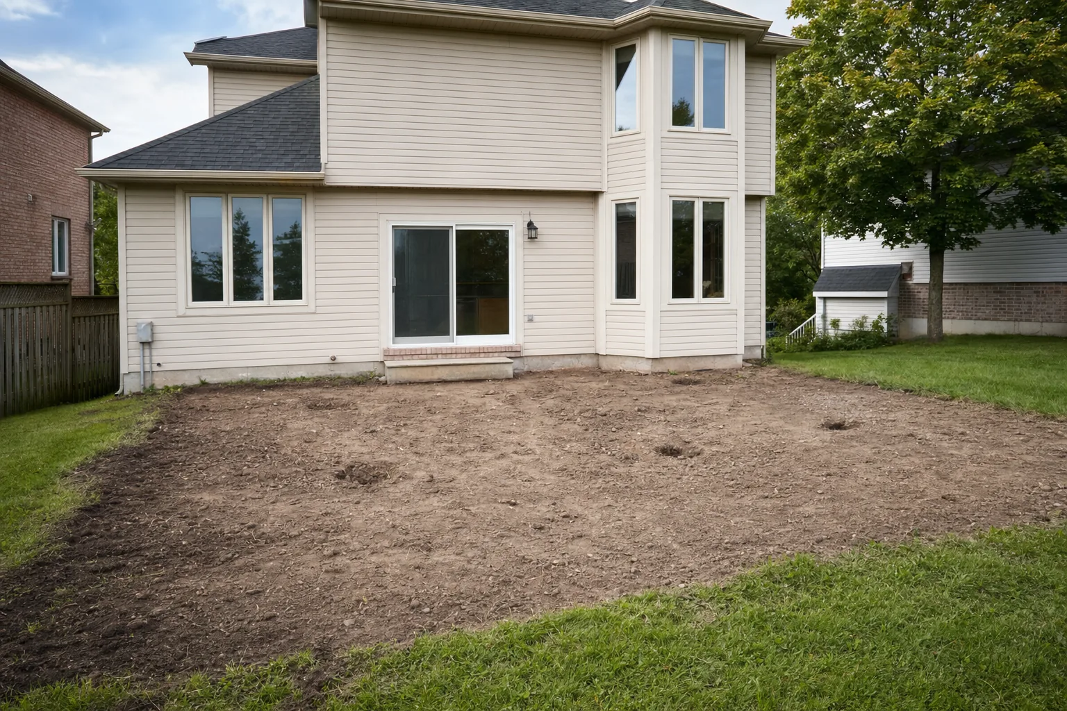 Clear backyard space in Ontario after a full deck removal and cleanup service